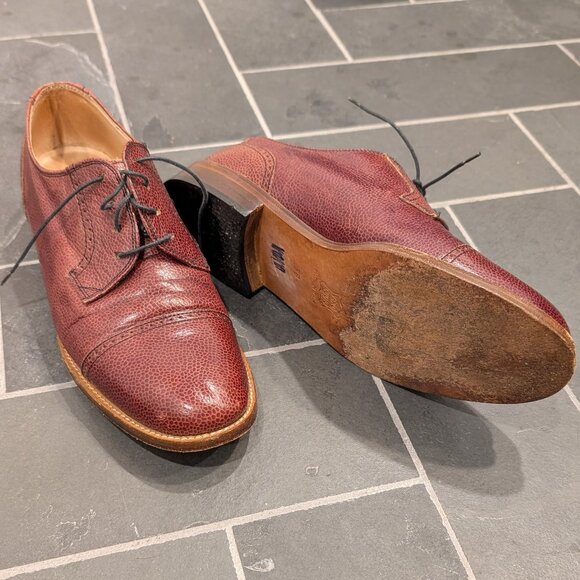 Vero Cuoio "Made in Italy" Burgundy Brown Leather Oxford Brogues - Women's sz 7 - Picture 4 of 9